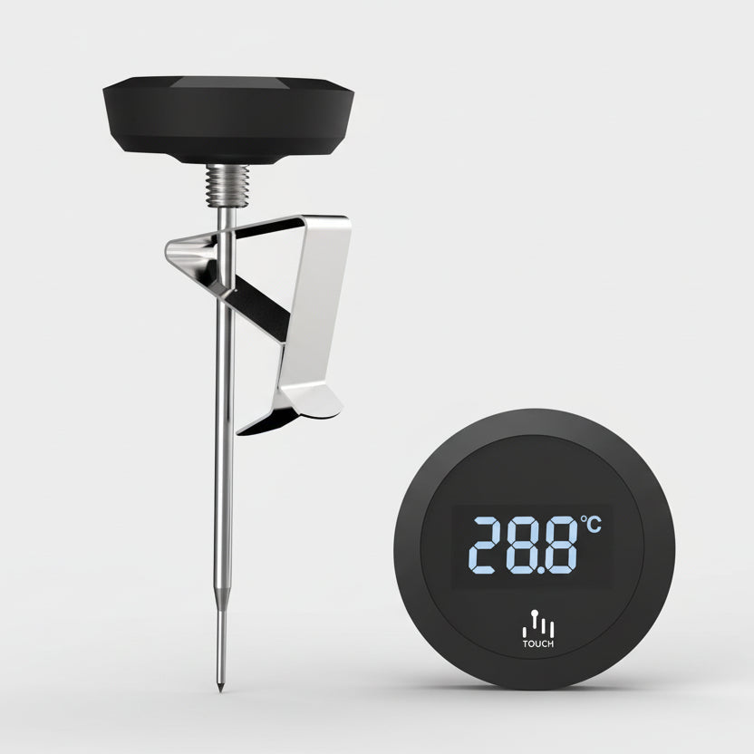 Digital milk thermometer with a probe